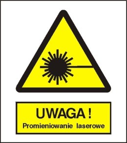 Znak Uwaga Promieniowanie laserowe 225x275 PB
