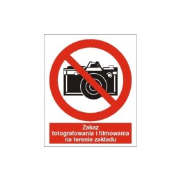 Znak Zakaz fotografowania i filmowania 225x275 PB