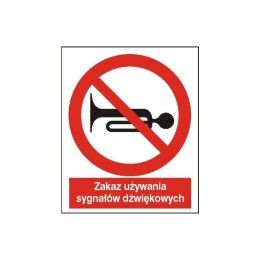 Znak Zakaz używania sygnałów dźwiękowych 225x275PB