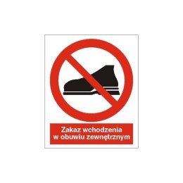 Znak Zakaz wchodzenia w obuwiu zewnętrzymy 225x275 PB