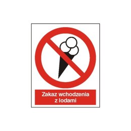Znak Zakaz wchodzenia z lodami 225x275 PB