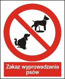 Znak Zakaz wyprowadzania psów 225x275 PB